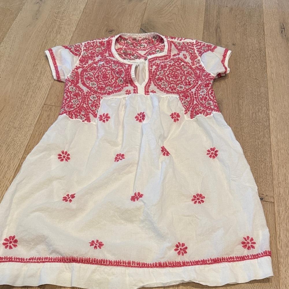Embroidered Pink and White Swim Coverup